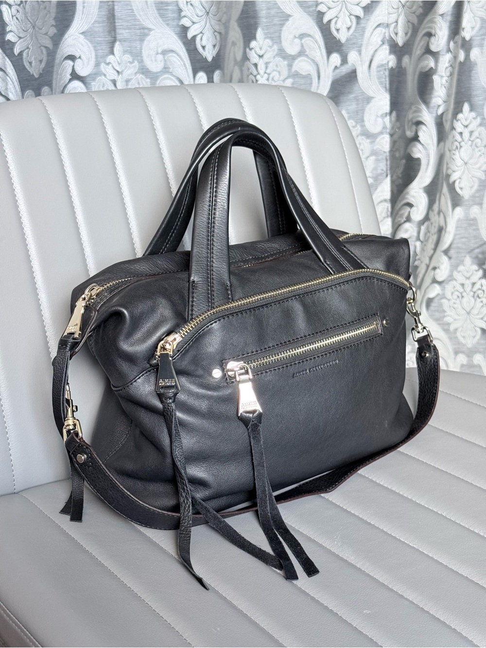 Aimee Kestenberg Black Leather Convertible Satchel